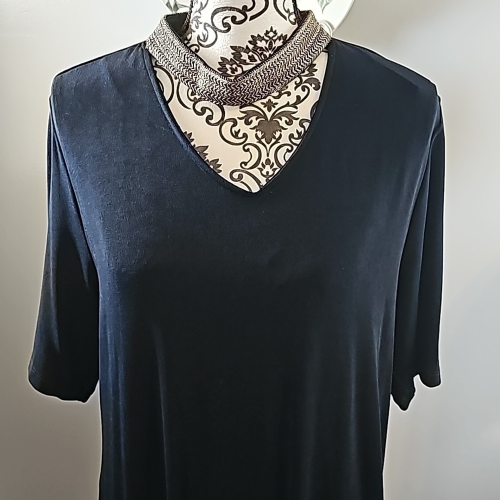 Chicos sz 3 Travelers embroidered neck band dress India Ink sz 16 new with tags - Picture 5 of 12